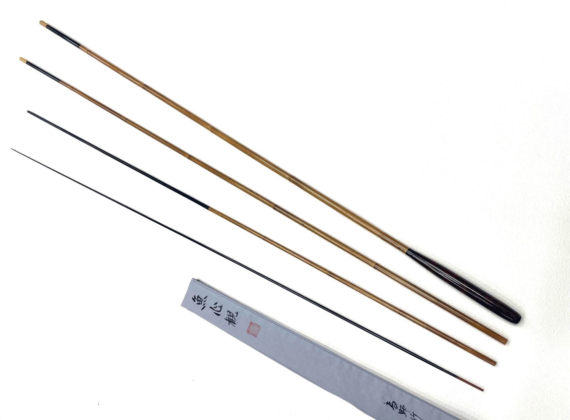 幻の竿師 水虎作 総高野竹段巻 12尺 4本継 寸 漆綿握り 幻の竿師 水虎 